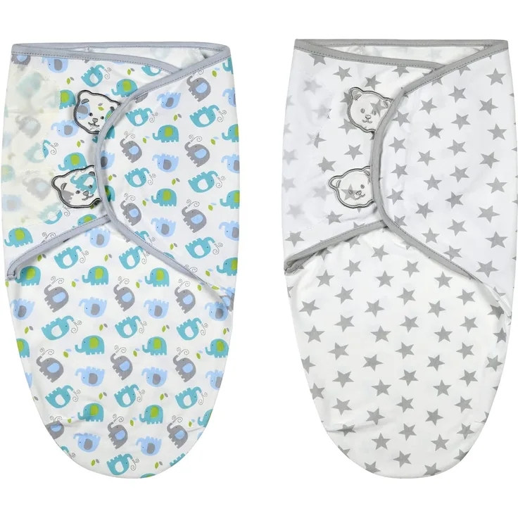 Vicloon Pucksack Baby, 2er Pack (3-5 Monate) L Wickel-Decke aus 100% Bio-Baumwolle, Sicherheit, Universal Verstellbare, Puckschlafsack für Säuglinge Babys Neugeborene - Grün