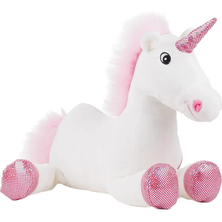 Schaffer 5523 Shiny Plüsch Einhorn, Weiß Pink, 38 cm