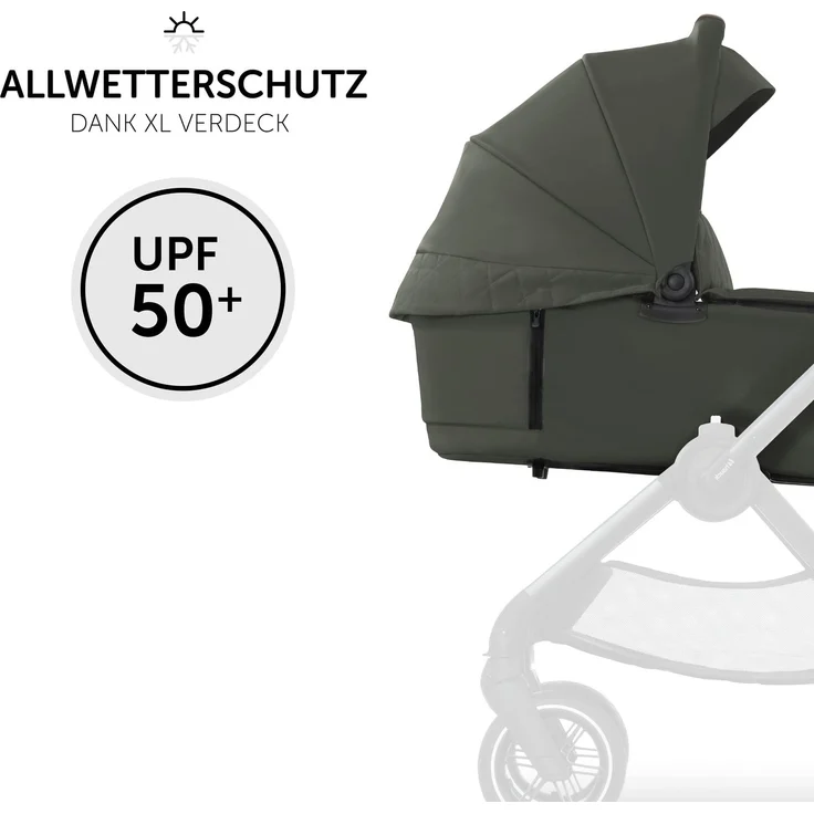 hauck Premium Babywanne Walk N Care Carrycot, für Neugeborene ab Geburt, Einfache Befestigung am Gestell, Leichtes Abnehmen mit Memory-Funktion, XXL Panoramafenster, UV-Schutz 50+, Faltbar, Olive Grün – Bild 4