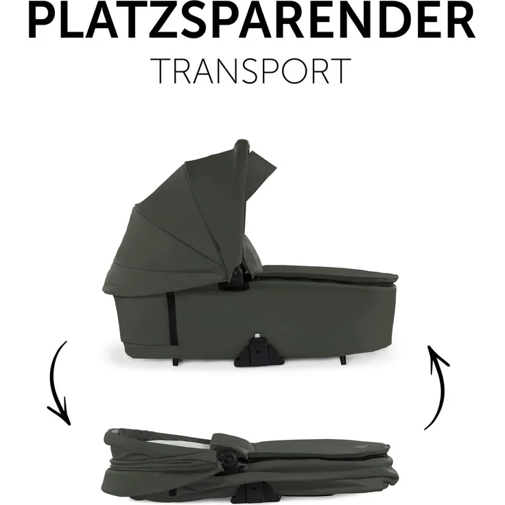 hauck Premium Babywanne Walk N Care Carrycot, für Neugeborene ab Geburt, Einfache Befestigung am Gestell, Leichtes Abnehmen mit Memory-Funktion, XXL Panoramafenster, UV-Schutz 50+, Faltbar, Olive Grün – Bild 7