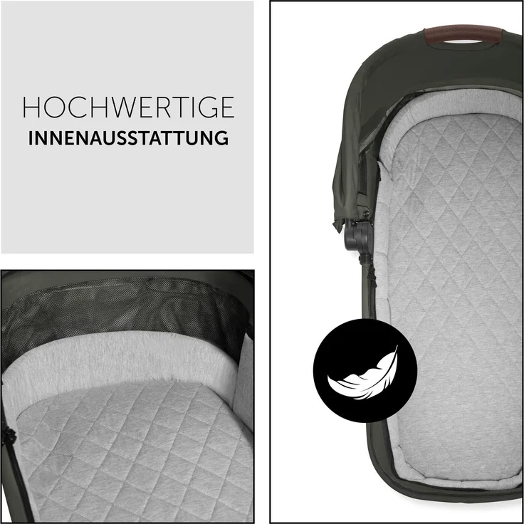 hauck Premium Babywanne Walk N Care Carrycot, für Neugeborene ab Geburt, Einfache Befestigung am Gestell, Leichtes Abnehmen mit Memory-Funktion, XXL Panoramafenster, UV-Schutz 50+, Faltbar, Olive Grün – Bild 5