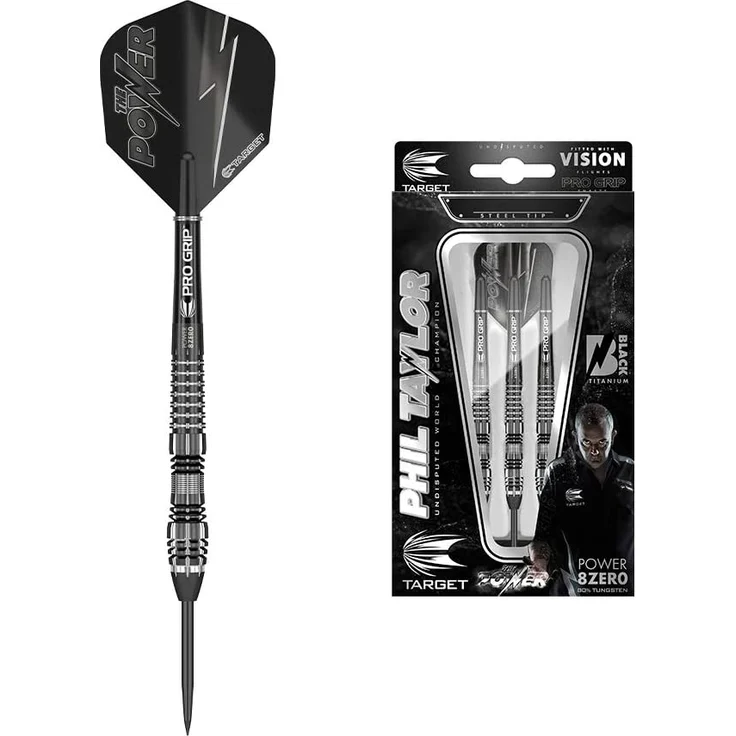 Target Phil Taylor Power 8Zero Black Titanium Steeldarts – Bild 1