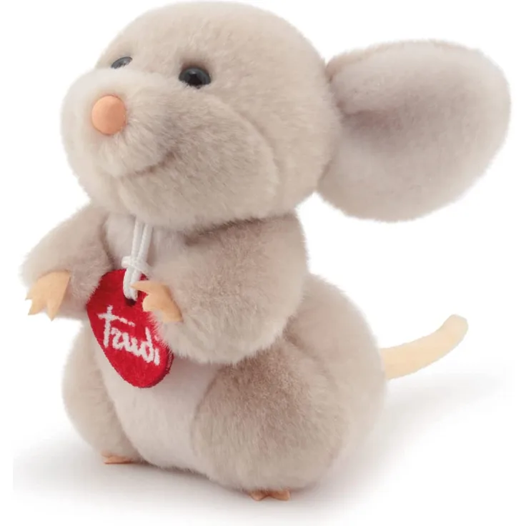 Trudi 51284 Trudini Plüschtier Maus ca. 14 cm, Größe XS, Flauschiges Stofftier mit weichen Materialien, Plüschfigur mit liebevollen Details, waschbar, Kuscheltier für Kinder und Babys, Rosa / Grau