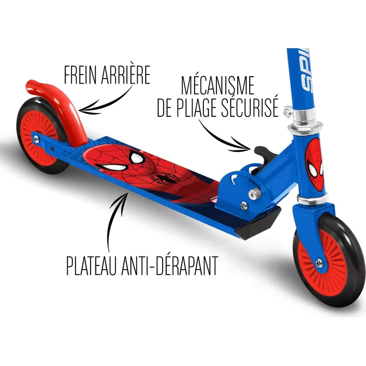 Spider-Man kinderstep Jungen Fußbremse Blau/Rot – Bild 5
