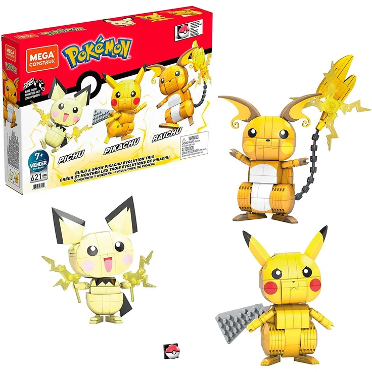 Mattel Mega Construx Pokémon Trio (Pichu, Pikachu, Raichu)