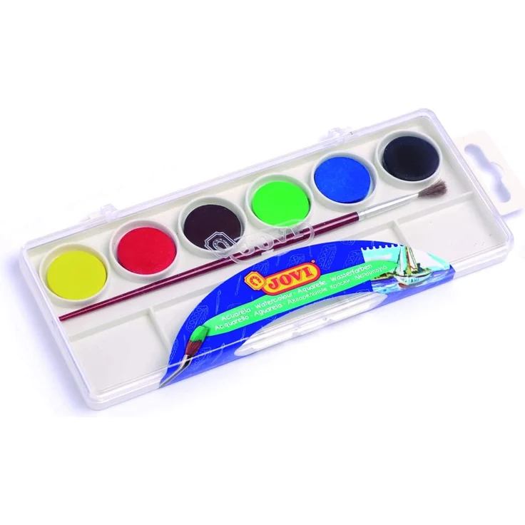 Jovi Wasserfarbkasten, 6 Wasserfarben mit Pinsel und Mischpalette - Preisvergleich – Bild 1