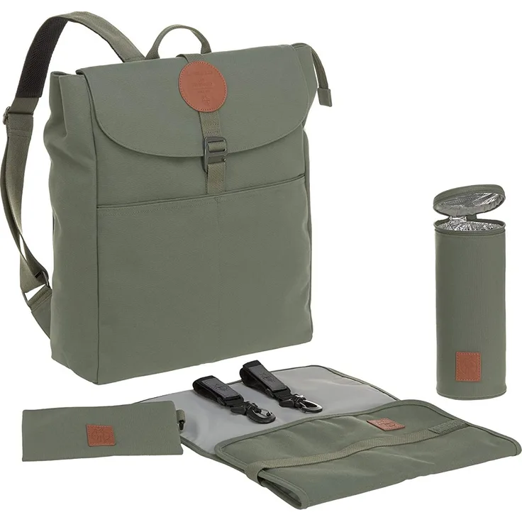 LÄSSIG Baby Wickelrucksack Wickeltasche Babytasche stylische Tasche inkl. Wickelzubehör/Backpack Adventure, Olive - Preisvergleich