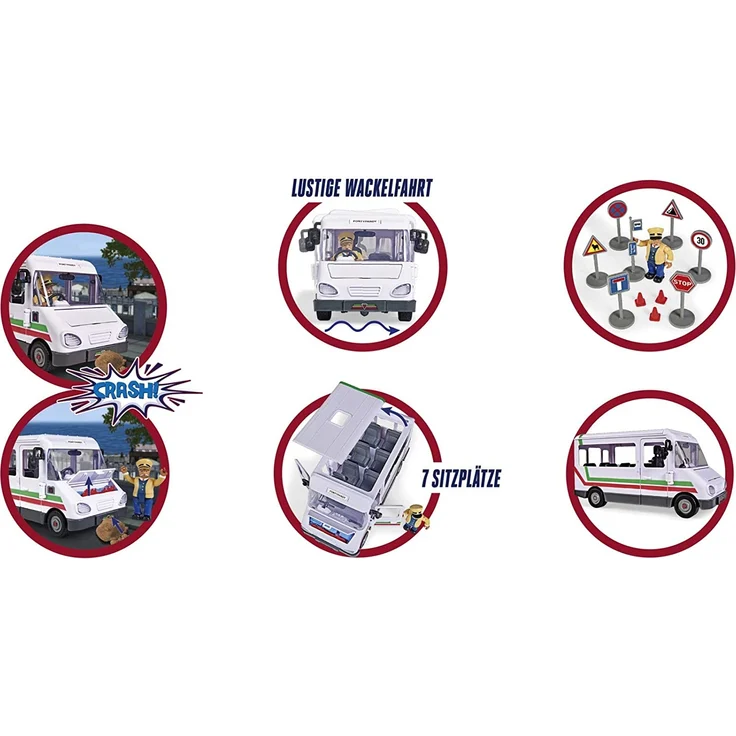 Simba 109251073 - Feuerwehrmann Sam Trevors Bus, mit Trevor Figur, mit Crashfunktion, Türen und Dach zum Öffnen, 21cm, für Kinder ab 3 Jahren – Bild 8