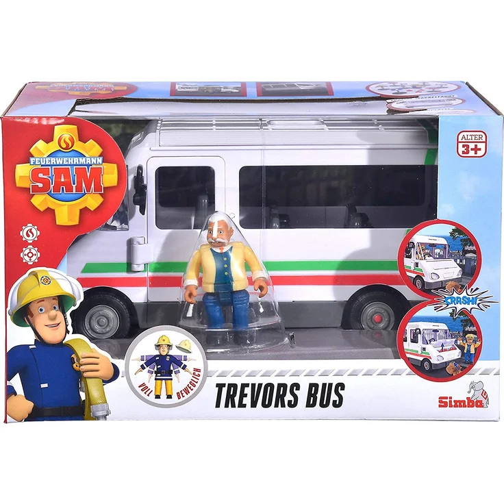 Simba 109251073 - Feuerwehrmann Sam Trevors Bus, mit Trevor Figur, mit Crashfunktion, Türen und Dach zum Öffnen, 21cm, für Kinder ab 3 Jahren – Bild 7