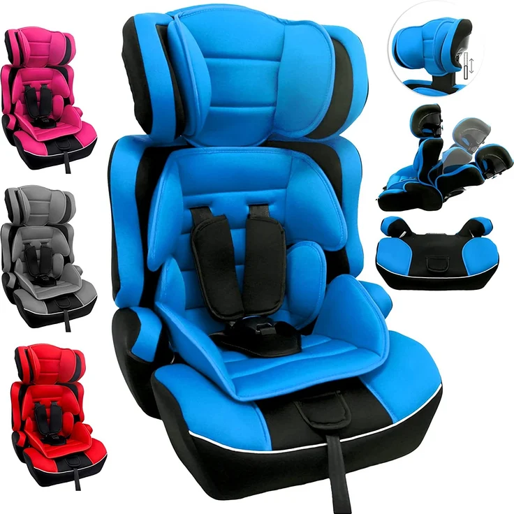 Arebos Kinderautositz | 3-Punkt-Sicherheitsgurt | Gruppe 1+2+3 für 9-36kg | Einstellbare Kopfstütze | ECE R44/04 | Abnehmbare Rückenlehne | Verstellbar (44 x 44 x 66-78 cm) (Blau) – Bild 1