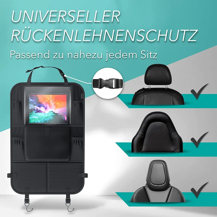 LIONSTRONG Rücksitz Organizer zum Schutz ihrer Autositze, Rückenlehnenschutz aus wasserdichtem Stoff (ORGANIZER (Window Single)) – Bild 2