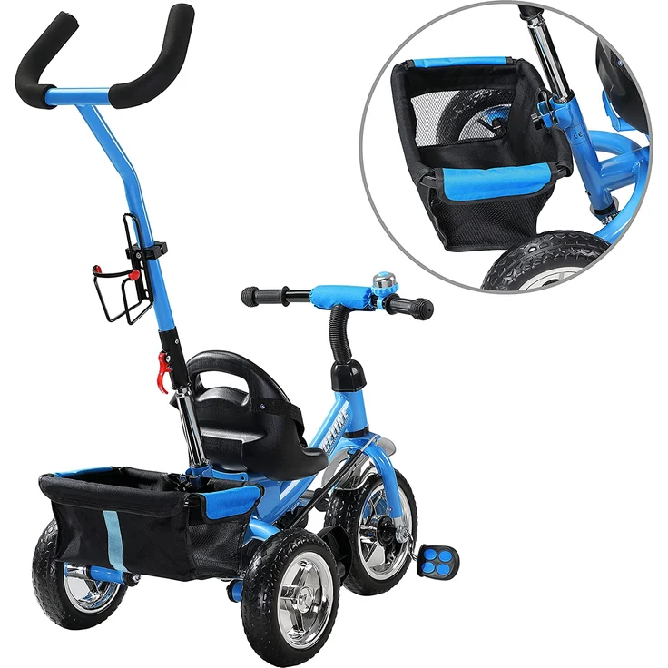 Kinderdreirad Raceline mit Schiebestange - Blau – Bild 4