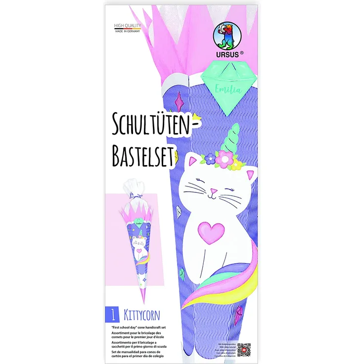 SchultÃ¼te - Bastelset "Kittycorn" - ZuckertÃ¼te zum selber machen - Einschulung DIY