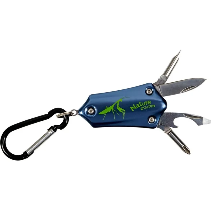 Die Spiegelburg - Nature Zoom Mini-Multitool, 4 Funktionen: Messer, Flaschenöffner, Kreuz- und Schlitzschraubendreher, mit Karabinerhaken