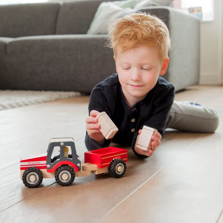 traktor Little Driver24 cm Holz rot 4-teilig – Bild 3