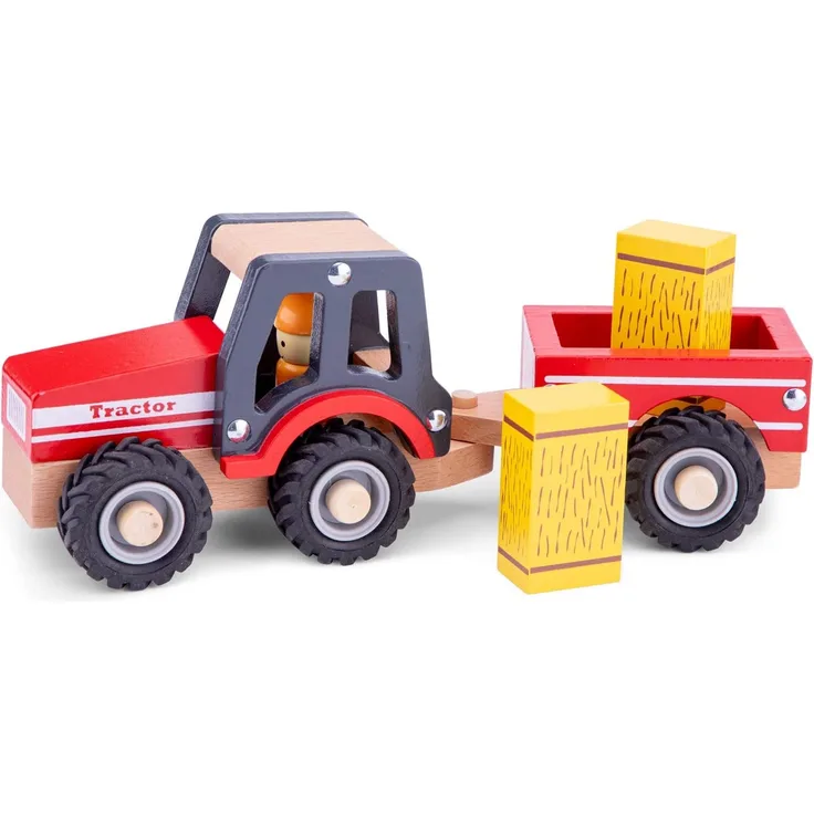 traktor Little Driver24 cm Holz rot 4-teilig