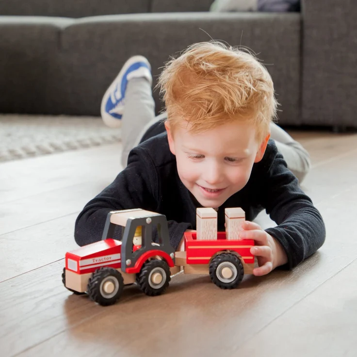 traktor Little Driver24 cm Holz rot 4-teilig – Bild 5