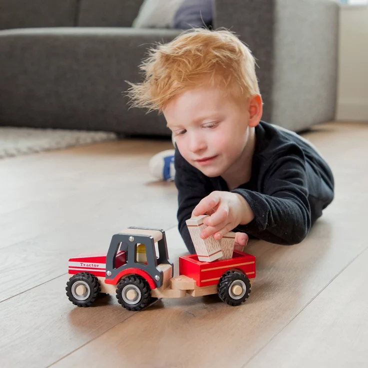 traktor Little Driver24 cm Holz rot 4-teilig – Bild 4