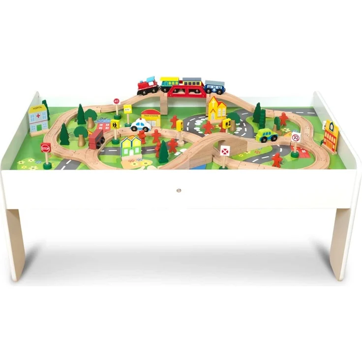 Coemo Spieltisch mit Holzeisenbahn Multifunktionstisch für Kinder – Bild 1