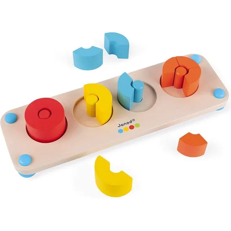 Janod - Essentiel - Das Bruchrechnen - Lernspiel aus Holz Babys und Kleinkinder - Zahlen und Mathematik lernen - Farbe auf Wasserbasis - Ab 2 Jahren, J05072