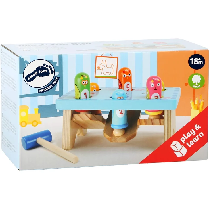 small foot 5807 Klopfbank "Hau den Vogel" aus Holz, buntes Design mit Zahlenspiel, inkl. Holzhammer, ab 18 Monate – Bild 4