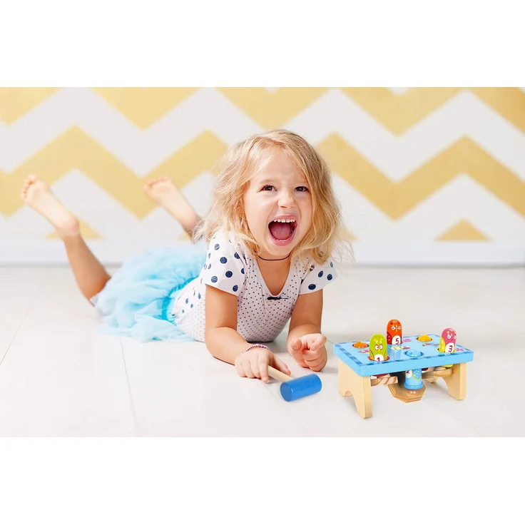 small foot 5807 Klopfbank "Hau den Vogel" aus Holz, buntes Design mit Zahlenspiel, inkl. Holzhammer, ab 18 Monate – Bild 3