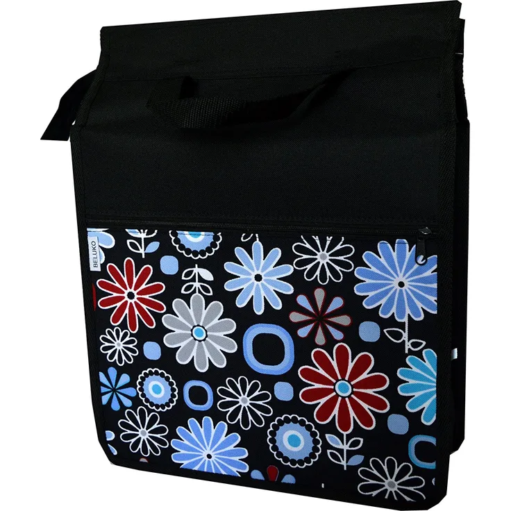 Beluko 'Uno' Fahrradtasche für Gepäckträger ab 26 Zoll Schwarz blaue Blumen