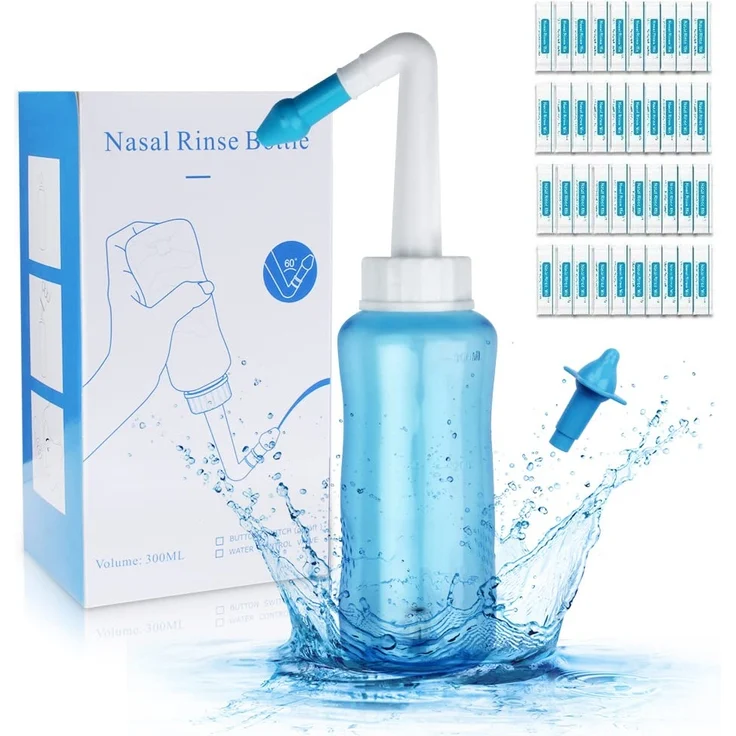 Nasendusche Set 300ml - 40 x Nasenspülsalz für Erwachsene und Kinder - Nasenspülkanne zur Nasenreinigung und Nasenspülung bei Erkältung und Allergie, Nasenspülung Nasenreinigung (40 Packungen) – Bild 7