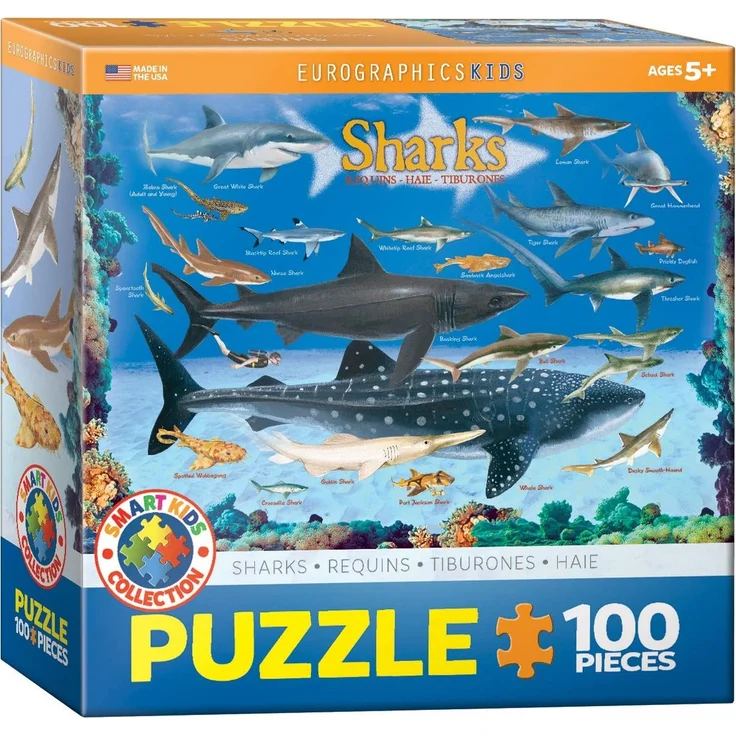 Sharks 100 Pieces Eurographics Kids 5+ - Preisvergleich – Bild 1