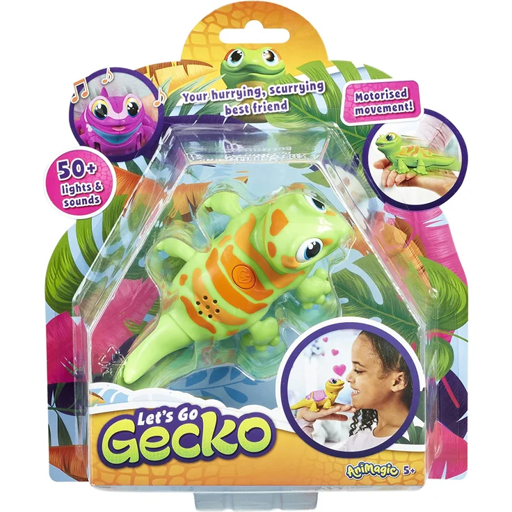 Goliath. Animagic Let's Go Gecko. Dein neuer Freund, der dich überall hinbegleitet. Gecko Spielzeug. Eidechse Spielzeug. Roboter Spielzeug. Interaktives Kuscheltier. Kinderspielzeug ab 5 Jahre – Bild 1