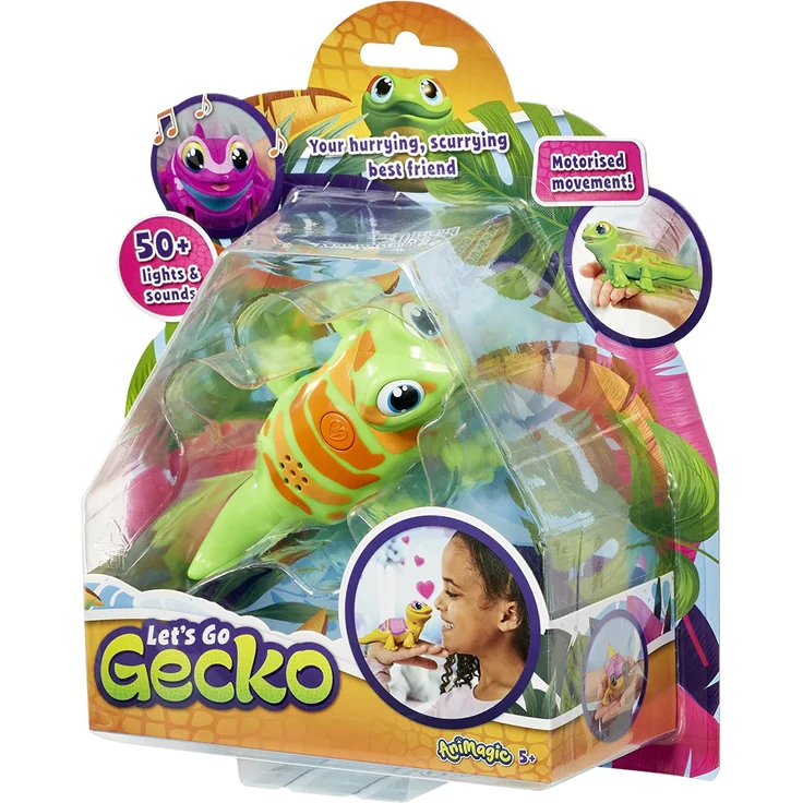 Goliath. Animagic Let's Go Gecko. Dein neuer Freund, der dich überall hinbegleitet. Gecko Spielzeug. Eidechse Spielzeug. Roboter Spielzeug. Interaktives Kuscheltier. Kinderspielzeug ab 5 Jahre – Bild 7