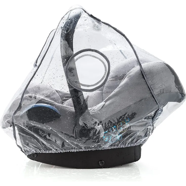 Universal Komfort Regenschutz für Babyschale (z. B. Maxi-Cosi/Cybex/Römer) - gute Luftzirkulation, verschließbares Kontakt-Fenster, Eingriffsöffnung für Tragegriff, PVC-frei