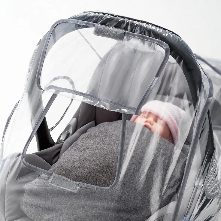 Universal Komfort Regenschutz für Babyschale (z. B. Maxi-Cosi/Cybex/Römer) - gute Luftzirkulation, verschließbares Kontakt-Fenster, Eingriffsöffnung für Tragegriff, PVC-frei – Bild 3