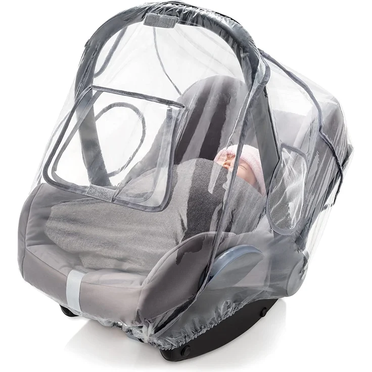 Universal Komfort Regenschutz für Babyschale (z. B. Maxi-Cosi/Cybex/Römer) - gute Luftzirkulation, verschließbares Kontakt-Fenster, Eingriffsöffnung für Tragegriff, PVC-frei – Bild 2