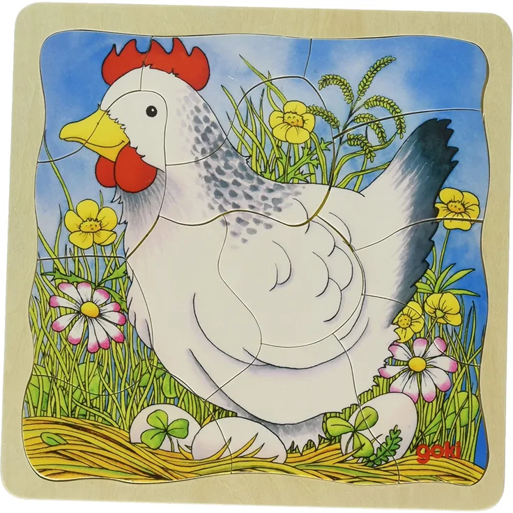 Goki 57521 Schichtenpuzzle Das Huhn