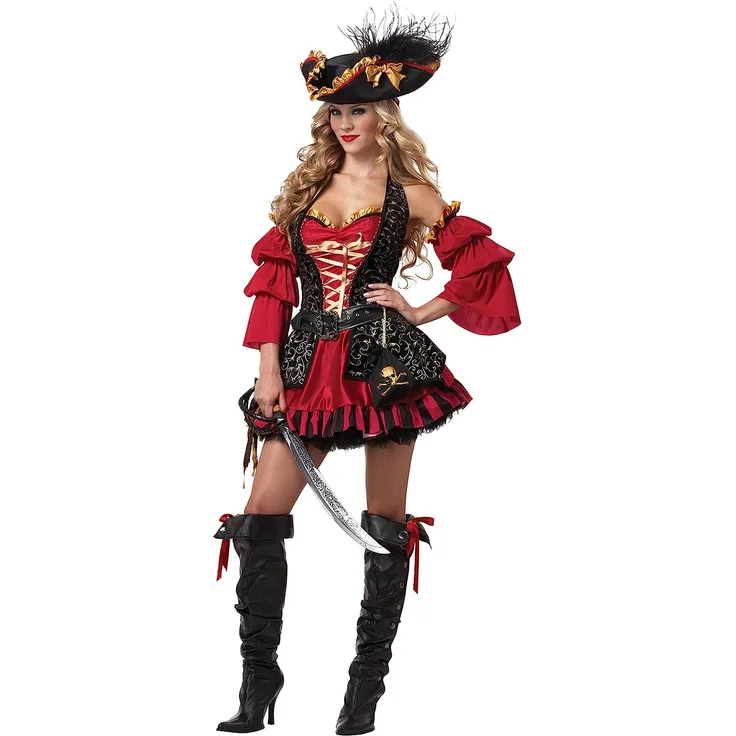 Generique - Barockes Piraten Kostüm für Damen - Deluxe M (40 42)