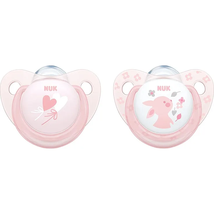 NUK 10175175 Baby Rose Trendline Silikon-Schnuller, kiefergerechte Form, 0-6m Monate, 2 Stück, rosa
