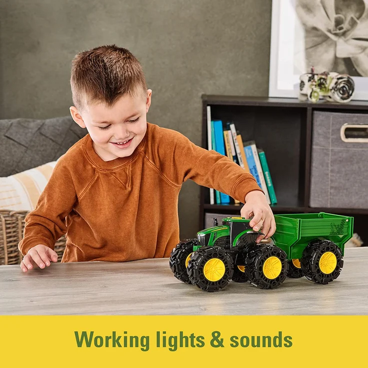Tomy John Deere - Lights & Sounds Tractor with Wagon – Bild 6