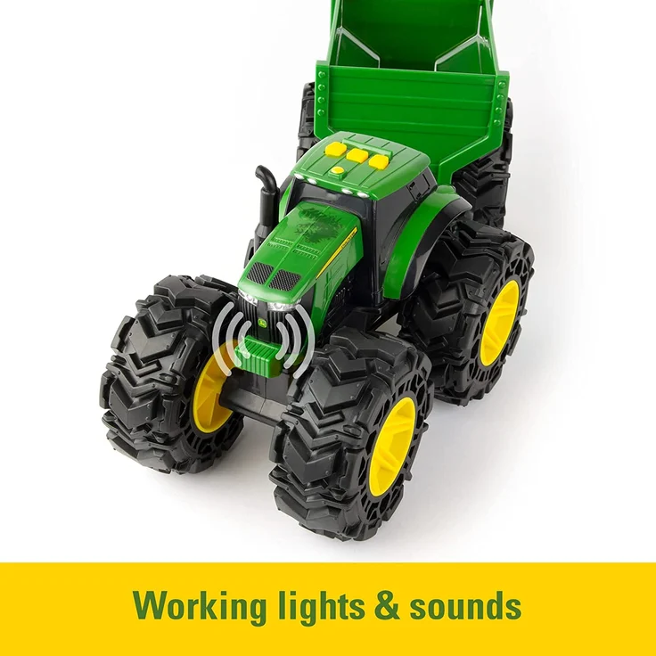 Tomy John Deere - Lights & Sounds Tractor with Wagon – Bild 3