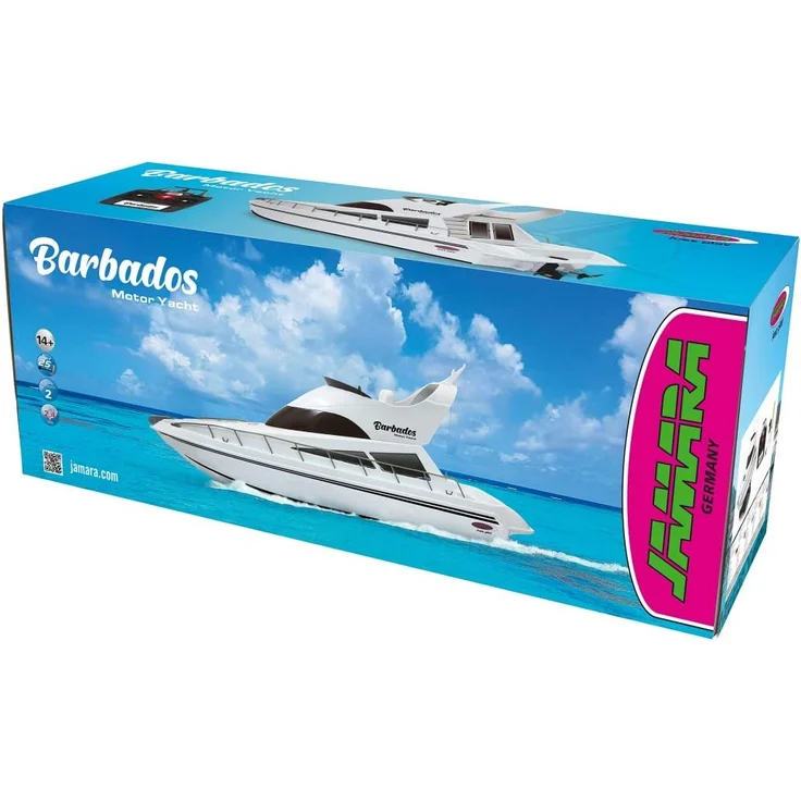 Jamara 040670 Barbados RC-Yacht 2,4Ghz-2 Antriebsmotoren, einfach zu steuern, Deckel mit Schnellverschluß, Trimmruder & Feintrimmung am Sender, weiß – Bild 7