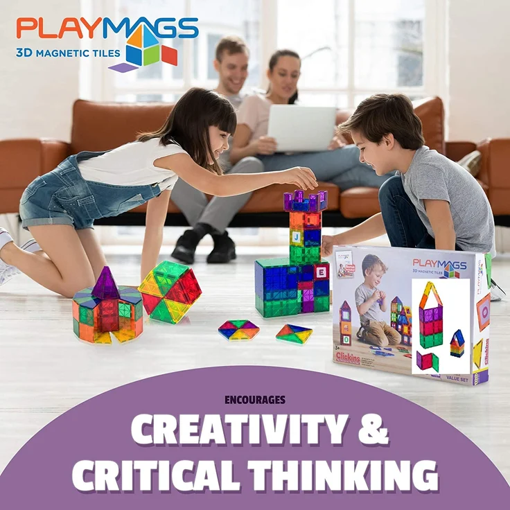 Playmags Magnetischer Baukasten (36 Stück Magnetic Fliesen Gebäude Set) – Bild 7