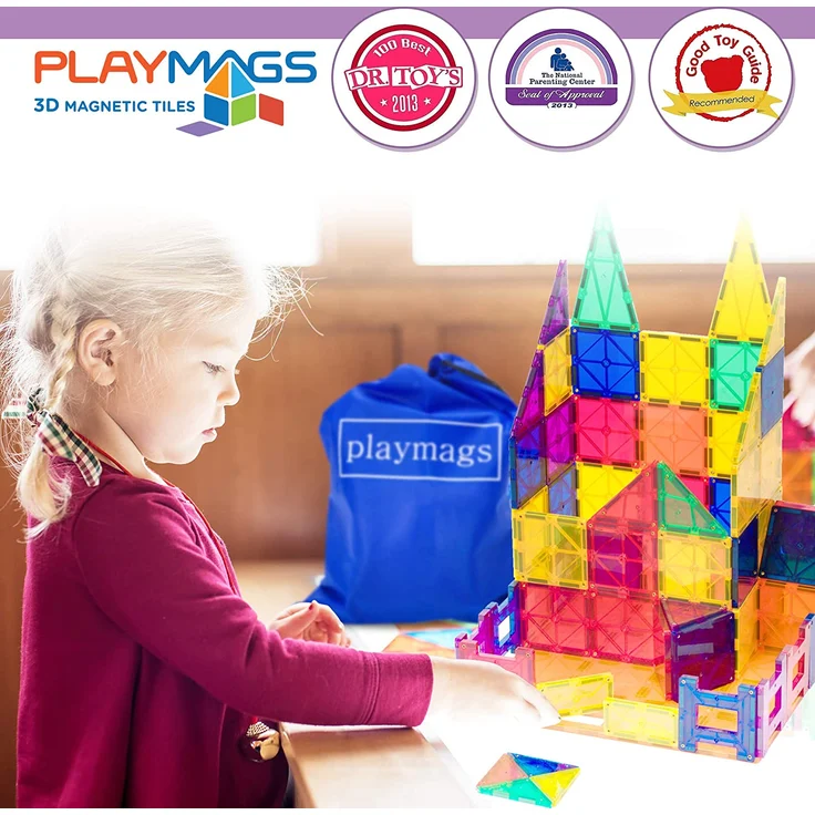 Playmags Magnetischer Baukasten (36 Stück Magnetic Fliesen Gebäude Set) – Bild 6