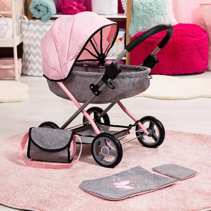 Puppenwagen Cosy grau/rosa - Preisvergleich – Bild 7