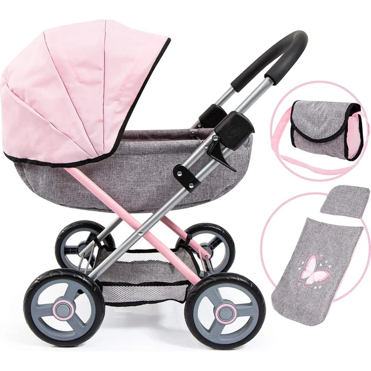 Puppenwagen Cosy grau/rosa - Preisvergleich – Bild 1