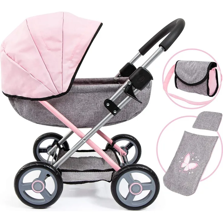 Puppenwagen Cosy grau/rosa - Preisvergleich