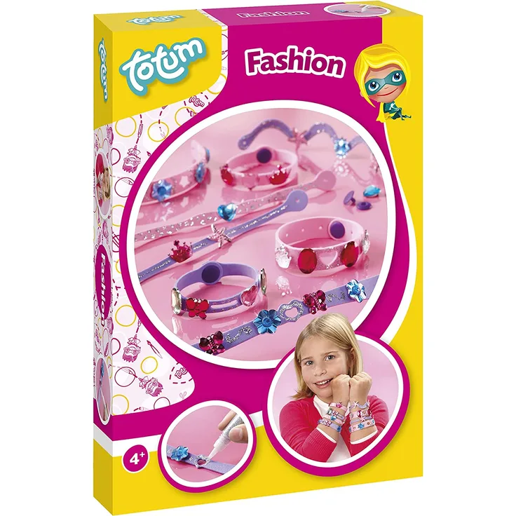 TM Essentials 29255 Totum Creativity Fashion Bastel-Set: Moosgummi Armbänder mit Motiv-Anhängern und Einer Glitzertube