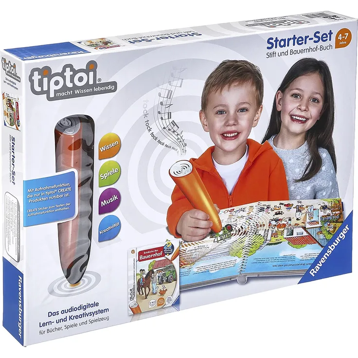Ravensburger tiptoi Starter-Set 00804: Stift und Bauernhof-Buch - Lernsystem für Kinder ab 4 Jahren