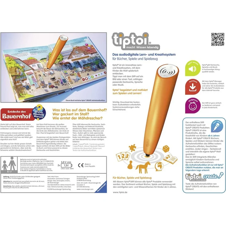Ravensburger tiptoi Starter-Set 00804: Stift und Bauernhof-Buch - Lernsystem für Kinder ab 4 Jahren – Bild 2