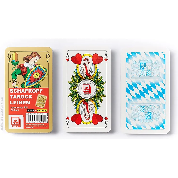 Nürnberger Spielkarten NBGD0027 Schafkopf-Premium Leinen-Klarsichtetui Kartenspiel