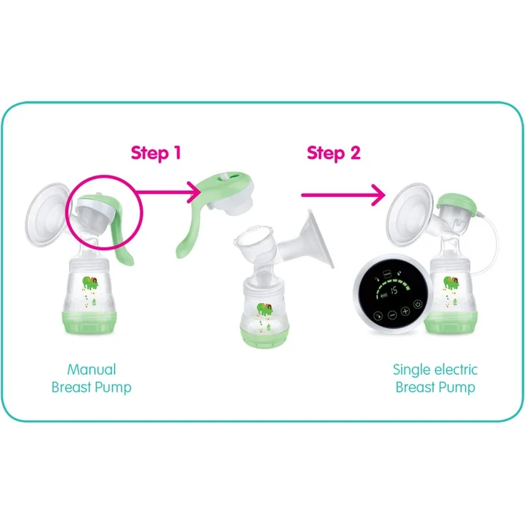 MAM Handmilchpumpe 2 in 1, Flexible Nutzung als Handmilchpumpe oder als Elektrische Milchpumpe, Grün – Bild 5
